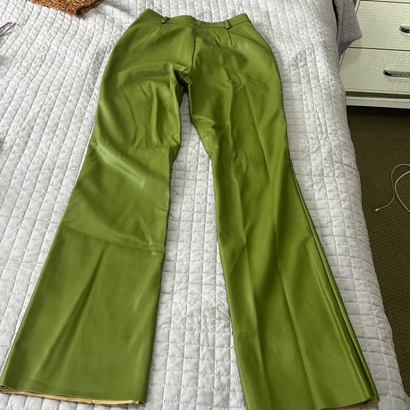 MESHKI green faux leather straight leg pant - Picture 3 of 3
